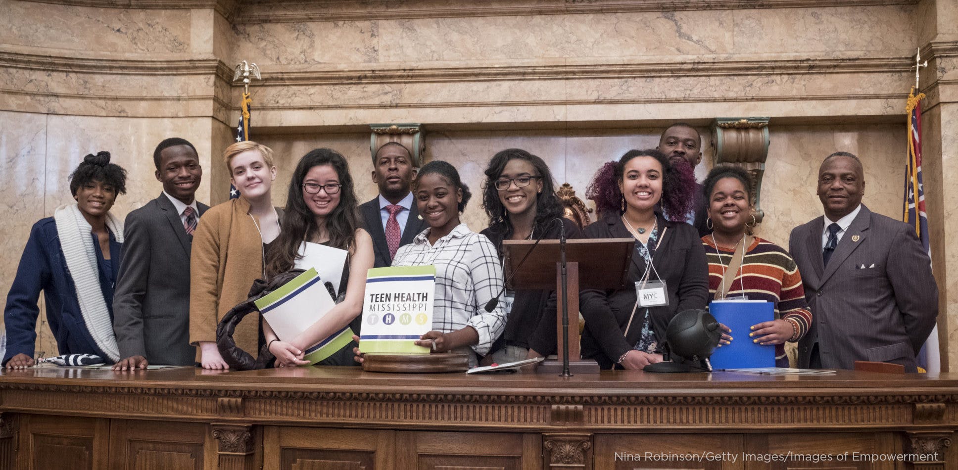Members of the Mississippi Youth Council (MYCouncil) advocate at the state capitol around sex education in their schools.