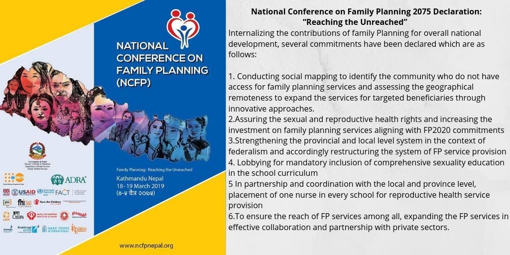 Nepal&#039;s National Conference on Family Planning 2075 Declaration: &quot;Reaching the Unreached&quot;