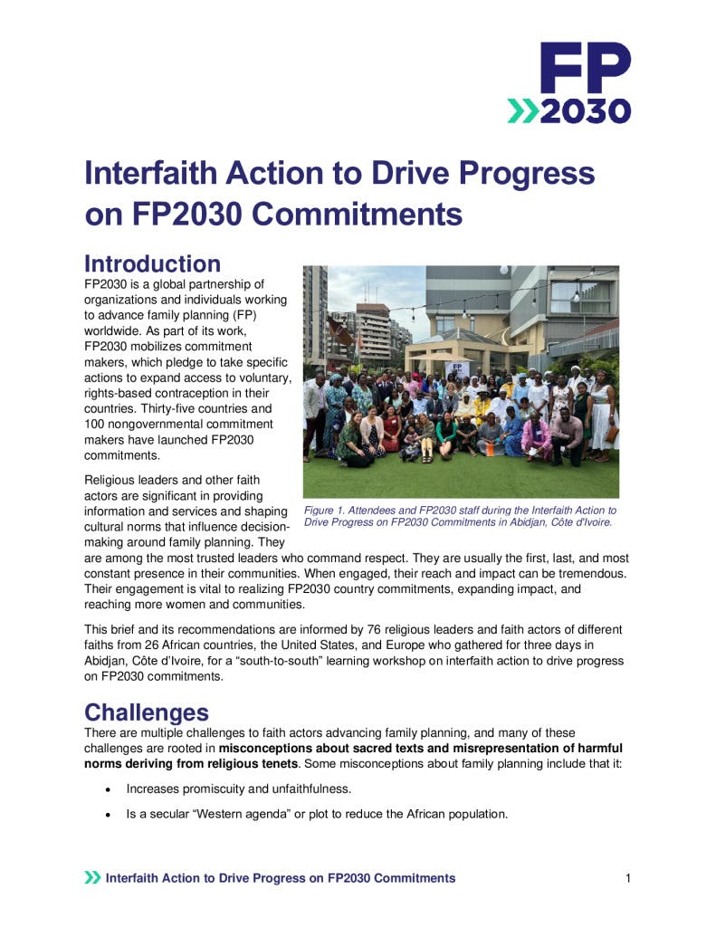Interfaith Action to Drive Progress on FP2030 Commitments